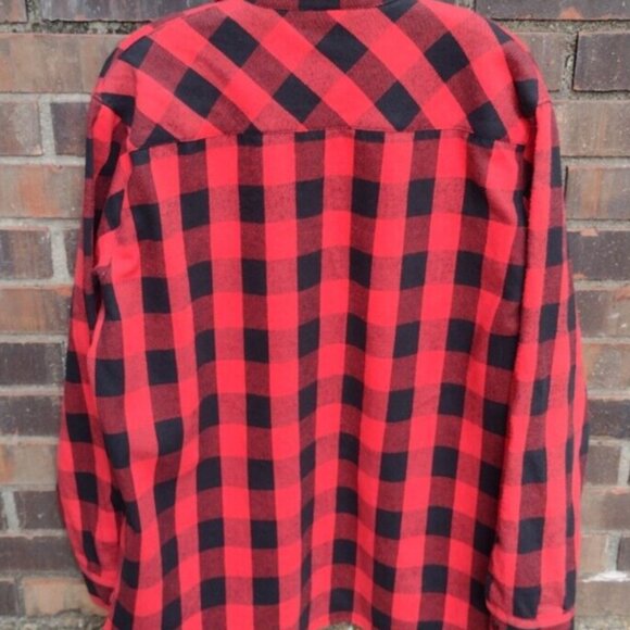 Vintage Girbaud Flannel Shacket Red Black Buffalo Plaid Zip USA Made Men M - Picture 7 of 9
